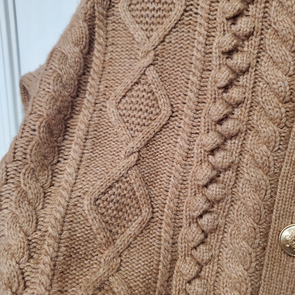 J. Crew Women's Tan Cable Knit Cardigan Size Medium - Picture 6 of 16